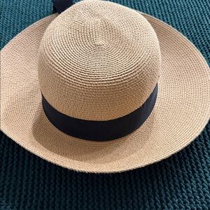 Elegant Tan Sun Hat with Black Band